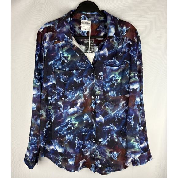NEW Harry Potter + Torrid Top Size Med/Large Blue Space Button Down Long Sleeves - Picture 1 of 5